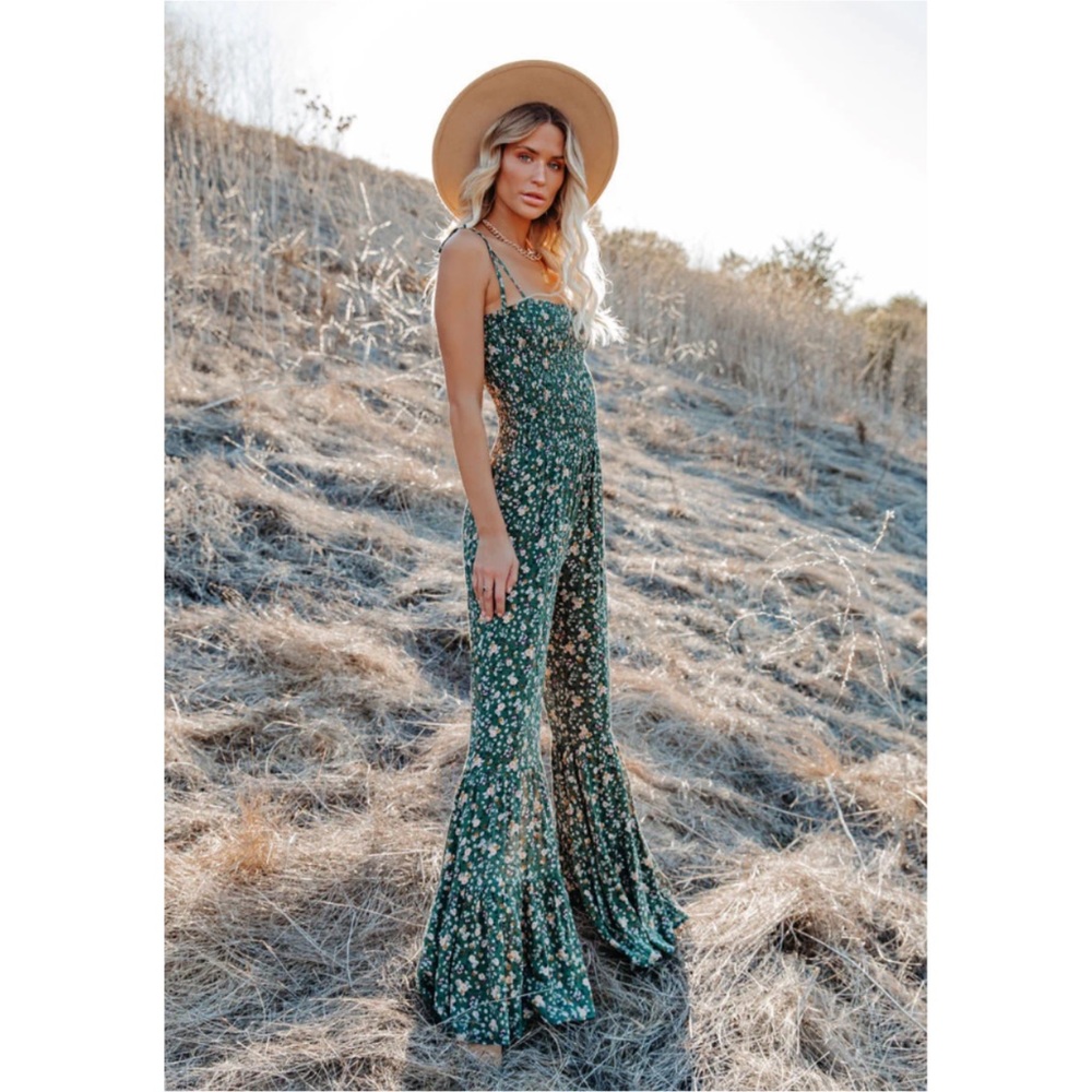 Vici Floral Smoked Flared Leg Jumpsuit